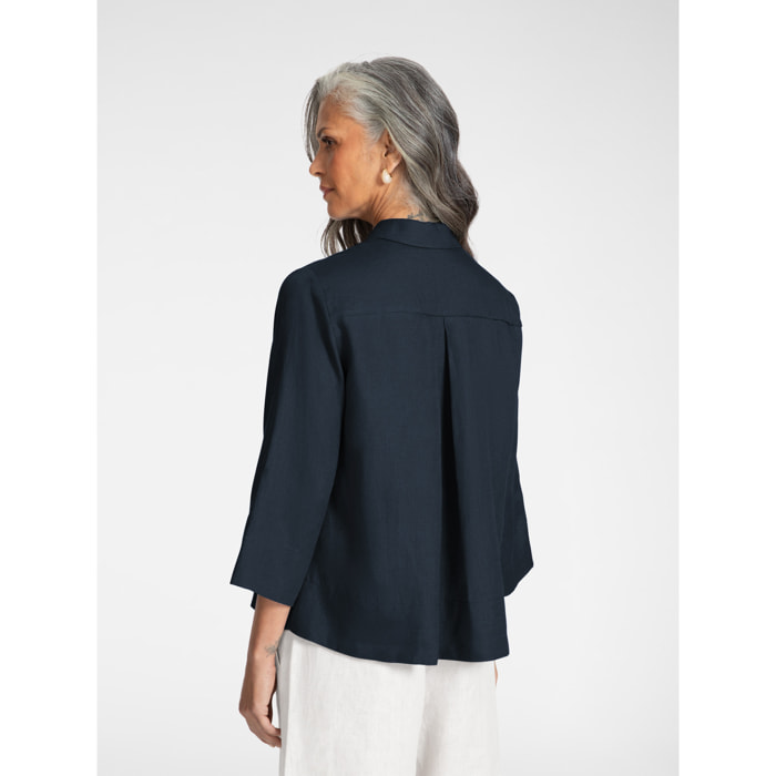 Elena Mirò - Camicia boxy in lino - Blu