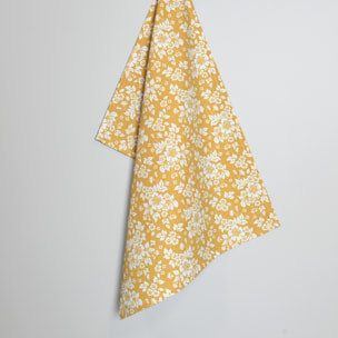 Torchon de cuisine en coton à motif floral imprimé - Jaune moutarde