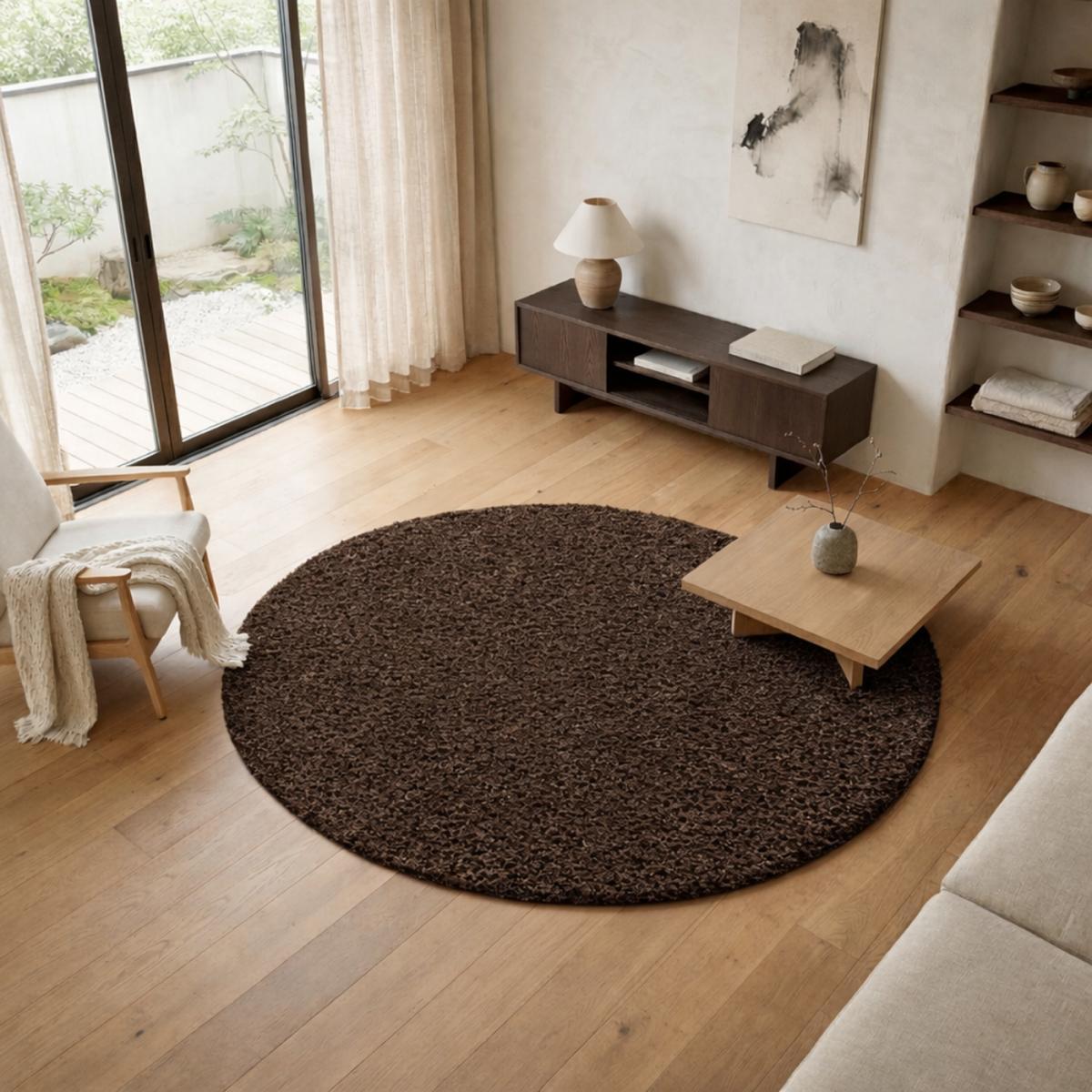 Tapis poils longs shaggy tissé motif uni ZASIVE