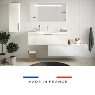 Meuble vasque 120 cm BURGBAD Olena en décalé blanc brillant + miroir