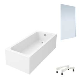 Baignoire droite VILLEROY & BOCH Architectura avec pieds acrylique 170 x 70 cm  + Pare bain droite AURYS Mist 1 chromé