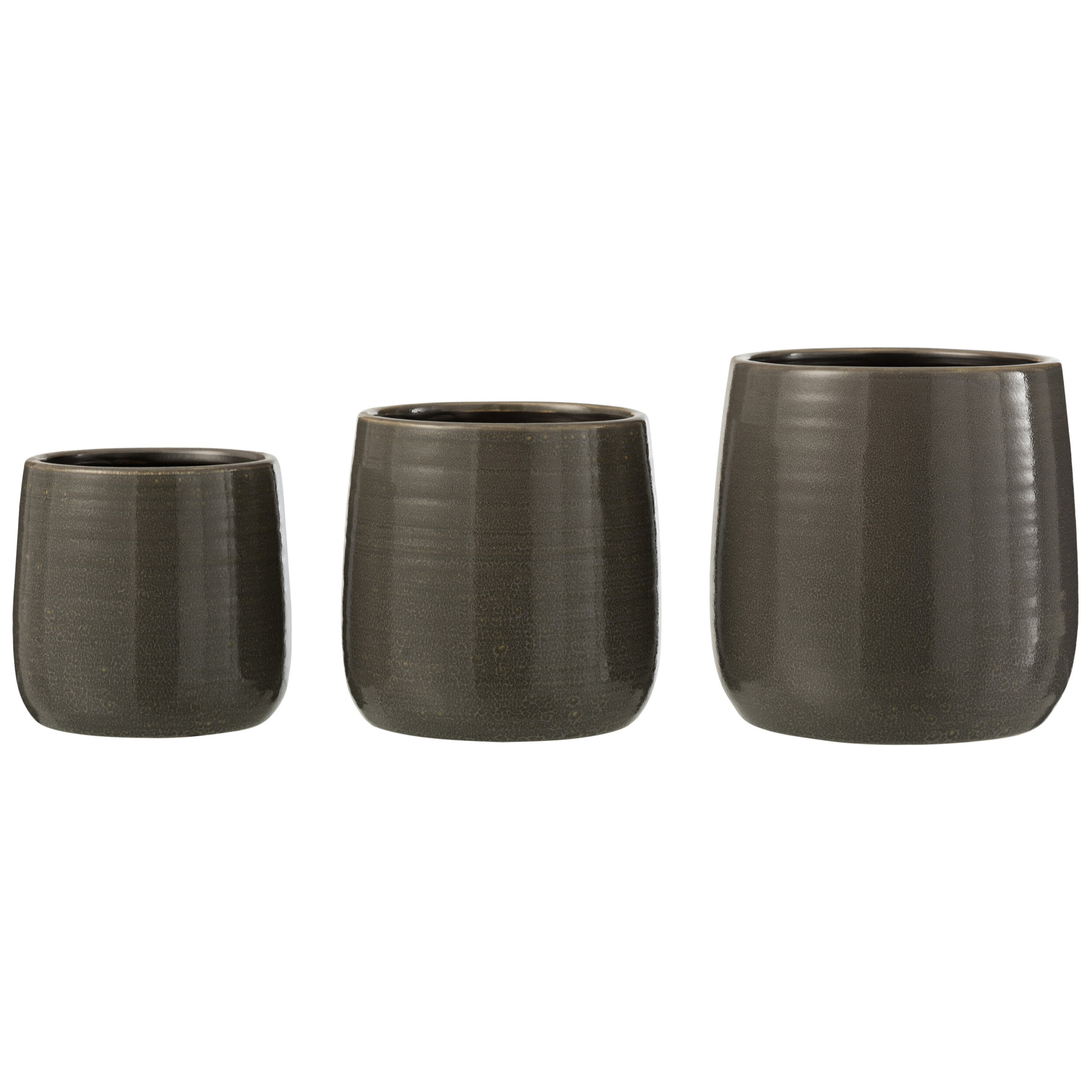 J-Line cache-pot Uni - céramique - gris - large - Ø 16.5 cm