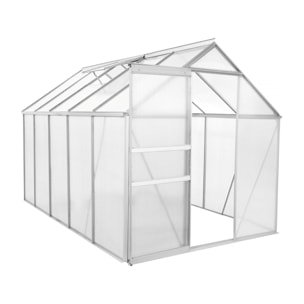 Serre jardin polycarbonate 310 x 190 x 195 cm "Basilic" - 5,89 m² - Gris
