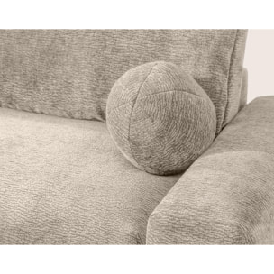 Constance - Canapé d'angle réversible 4 places convertible avec coffre en velours relief - Beige