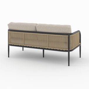 Canapé de jardin 3 places en métal et tissu beige - Wilo
