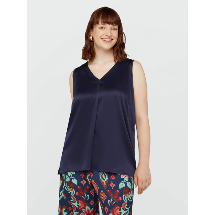 Fiorella Rubino - Top con pliegue delantero - Azul