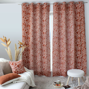 Rideau à oeillets en coton recyclé Chambray - Terracotta