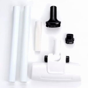 Aspirapolvere a mano multifunzione con 50W e diverse teste.