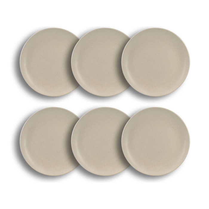 Lot de 6 assiettes plates beige en grès 27cm  ARITA