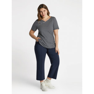 Fiorella Rubino - T-shirt a righe con strass - Blu