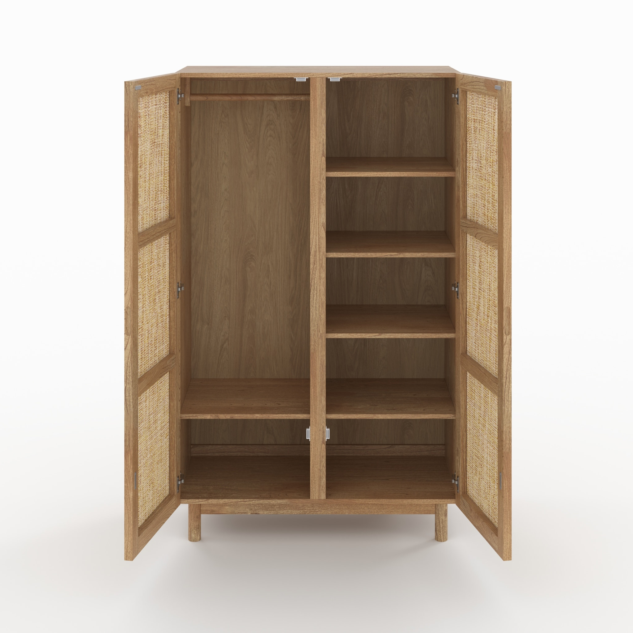 Armoire en bois massif de mindi et rotin - Delya