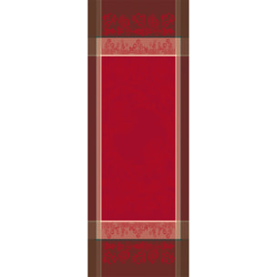 Chemin de table pur coton anti tache motif jacquard Couronne de noel rouge