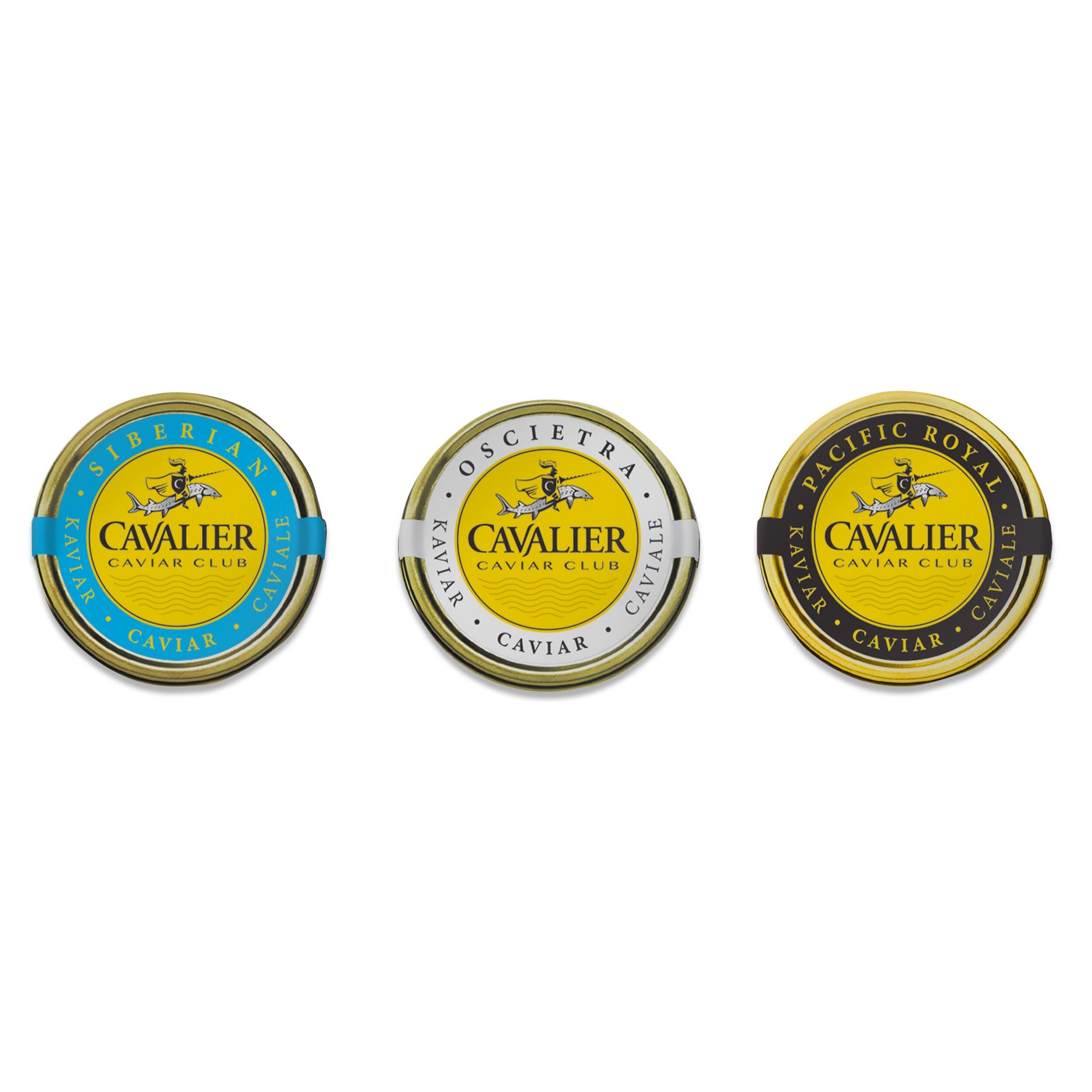 Trio Prestige de Caviars : Oscietre, Baeri et White Esturgeon - 3x30g - Italie - Cavalier
