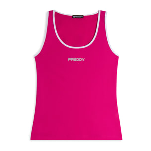 Canotta Slim in Tessuto tecnico con bordature a contrasto