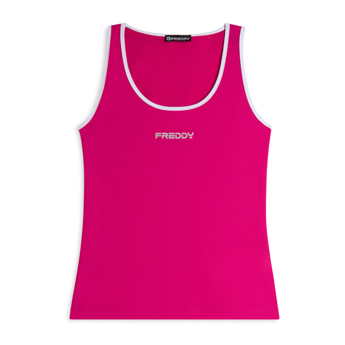 Canotta Slim in Tessuto tecnico con bordature a contrasto