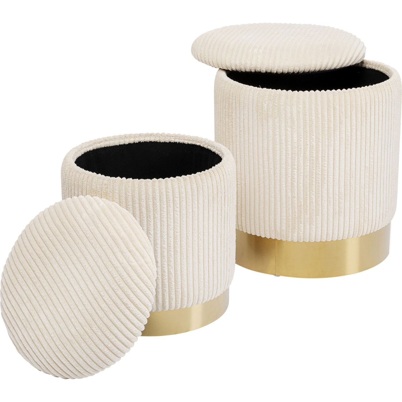 Tabourets-coffres Plush crème set de 2 Kare Design