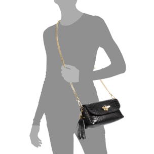 Amblar borsa a tracolla donna. Pelle autentica camoscio stampato serpente.