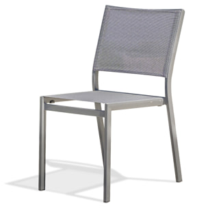 STOCKHOLM - Chaise de jardin empilable en aluminium et toile plastifiée anthracite
