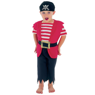 Travestimento Costume Carnevale Piratino Piccolo Pirata Rosso Nero Bambino