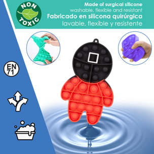 Bubble Pop It giocattolo sensoriale destressante, bolle di silicone da spremere e premere. Squid DAM vigilante Square.