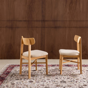 Chaise vintage bois d'hévéa et bouclette (lot de 2) THÉA