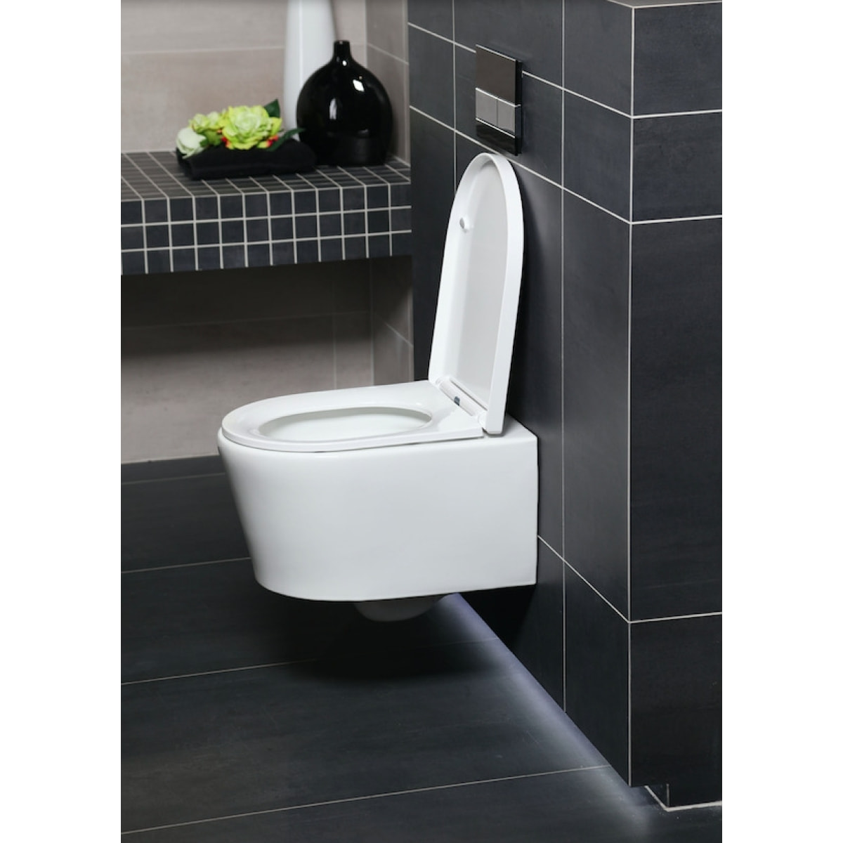 Pack WC sans bride SAT, fixations invisibles + Abattant softclose + Bâti support Geberit UP100 + Plaque + Douchette Grohe