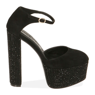 Décolleté nere in microfibra, tacco 15 cm