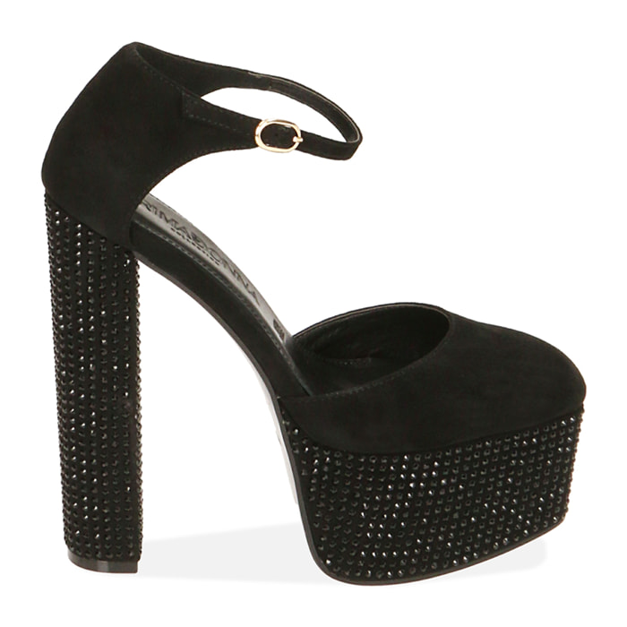 Décolleté nere in microfibra, tacco 15 cm