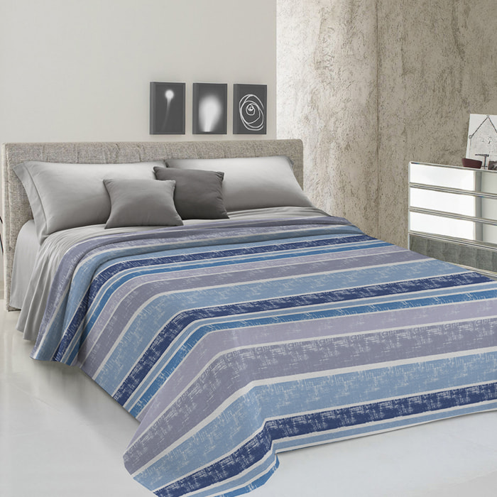Copriletto di cotone Riga Rodrigo blu