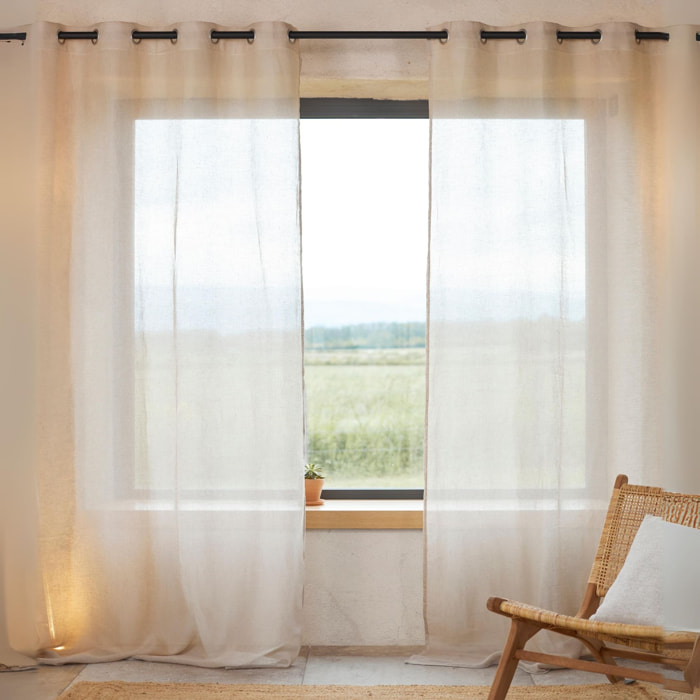 Rideau voilage 100% lin fluide - Naturel