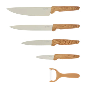 Coffret découpe Harmony 4 couteaux et 1 éplucheur beige
