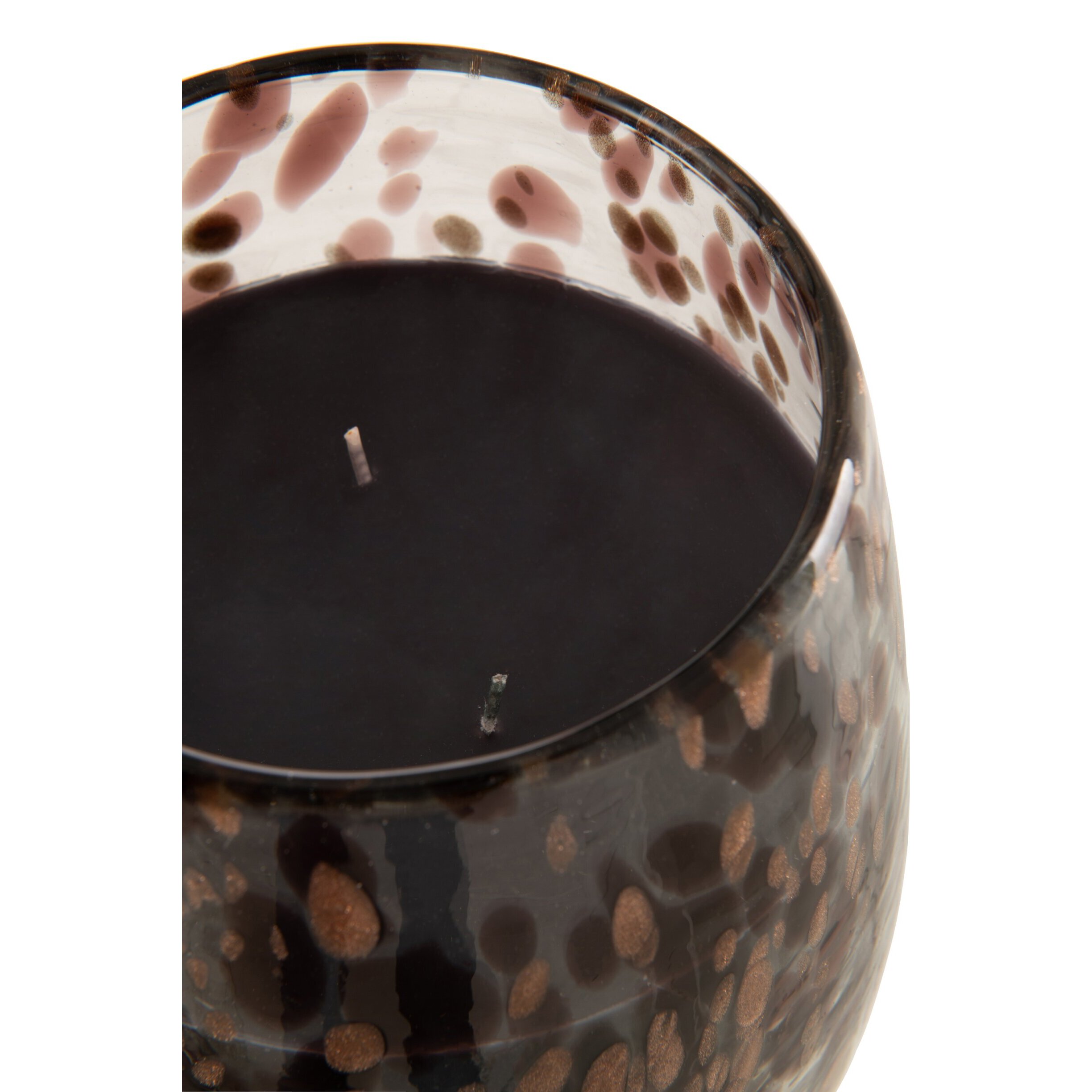 J-Line bougie parfumée Mia - Leather & Leaves - verre - noir/mix - large - 120H