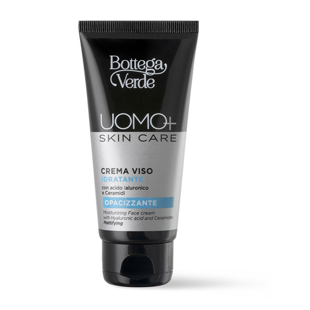 Bottega Verde, UOMO+ skincare - Crema viso - idratante opacizzante - con acido Ialuronico e Ceramidi (50 ml)