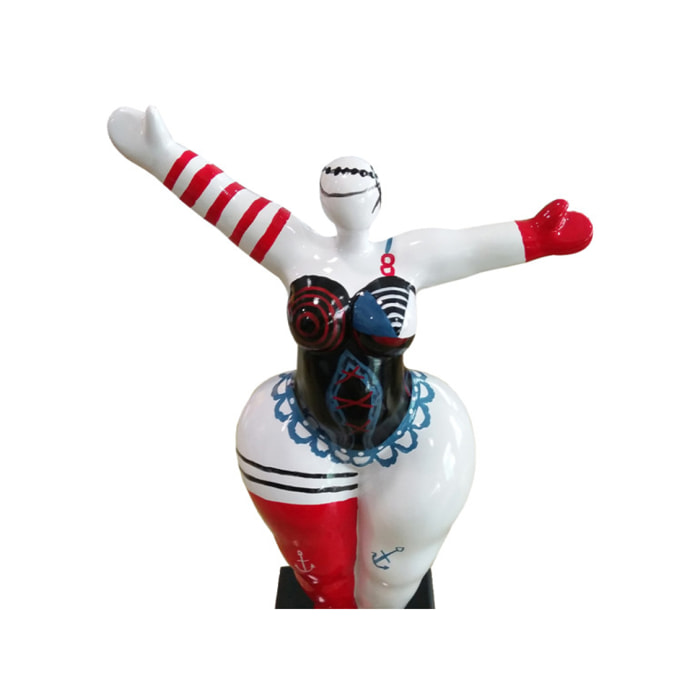 Statuette femme debout résine corset rouge noir bleu H24cm - SUBHA 06