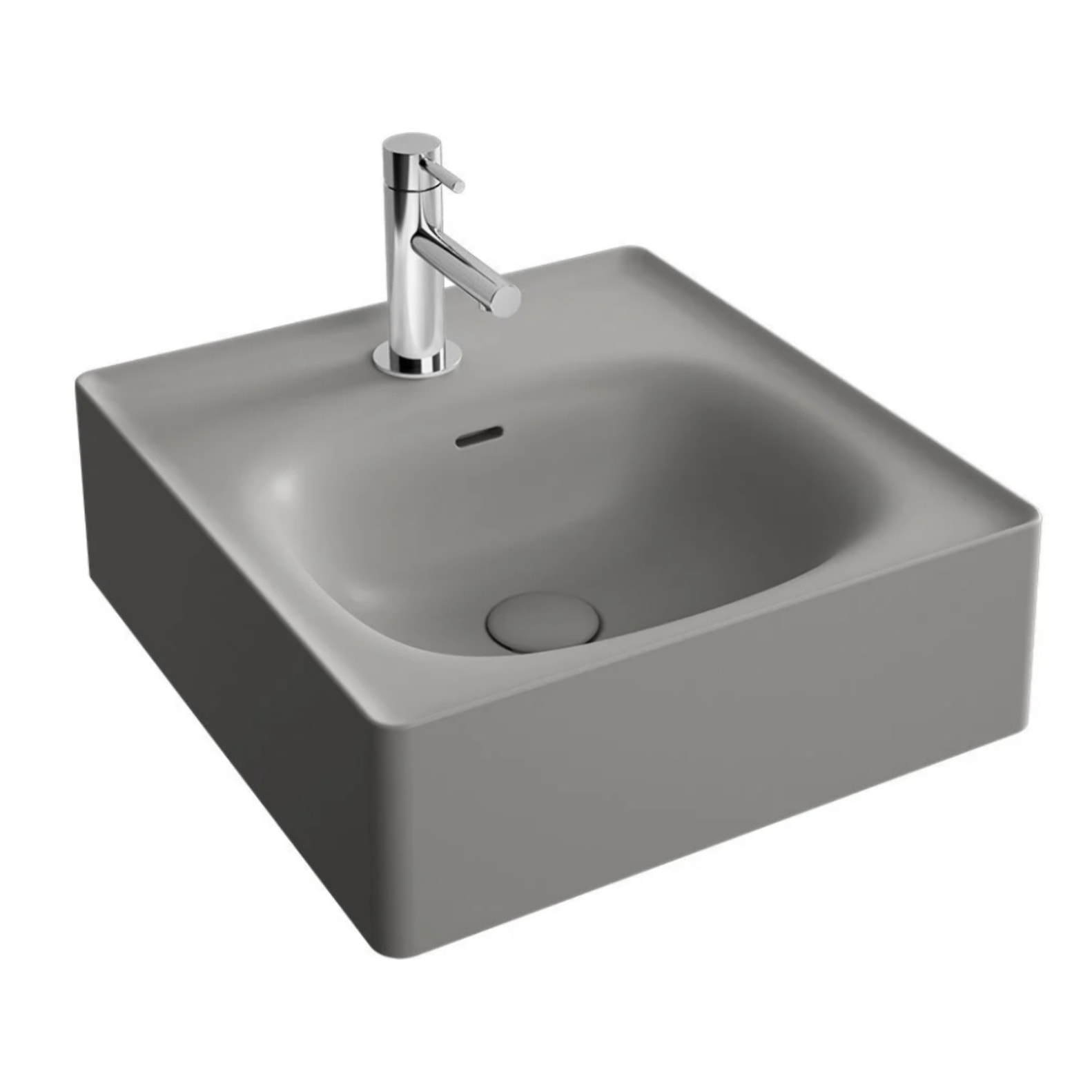 Lavabo mural VITRA Equal 40 cm avec trop plein gris pierre mat