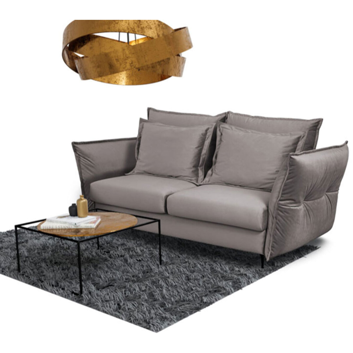 Canapé Velours droit Verduro - 4 Places