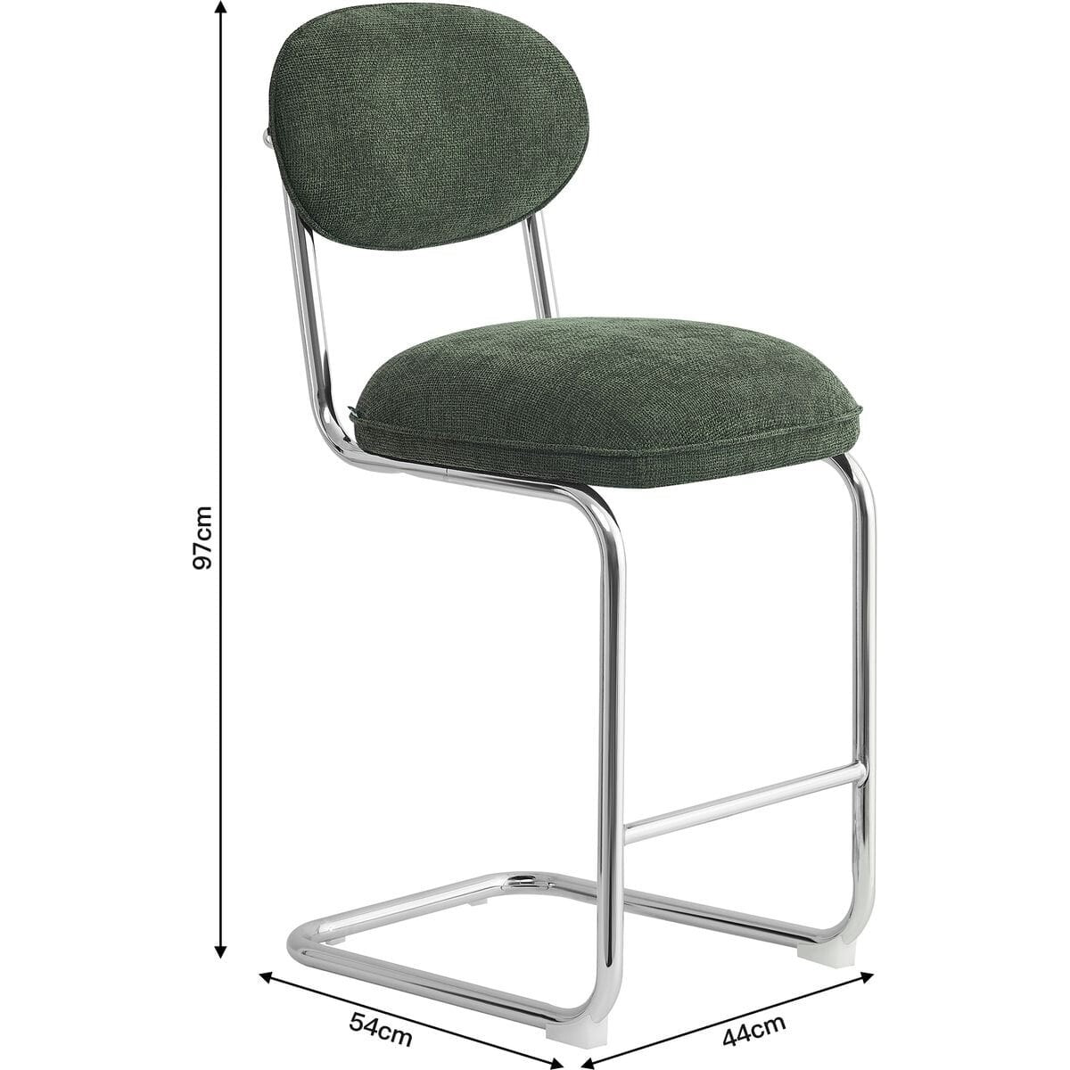 Lot de 2 tabourets de bar chromés en tissu chenille - LOU