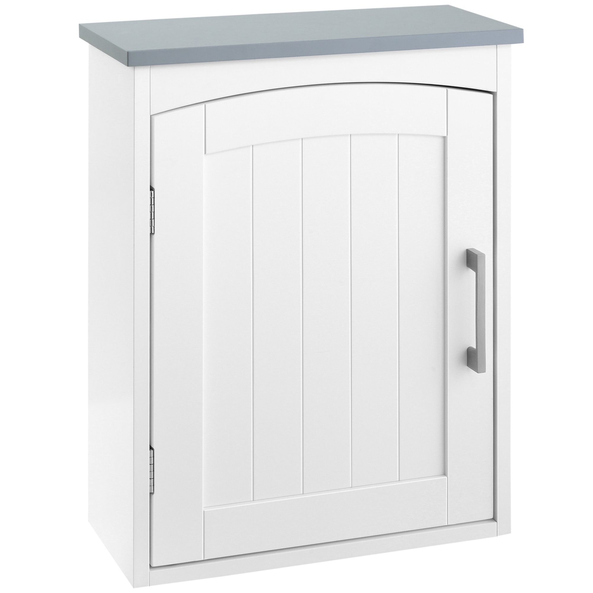 Armoire haute murale de salle de bain ou WC - placard porte avec étagère réglable - dim. 41L x 18l x 52H cm - MDF blanc gris