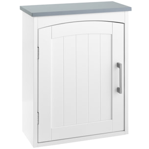 Armoire haute murale de salle de bain ou WC - placard porte avec étagère réglable - dim. 41L x 18l x 52H cm - MDF blanc gris