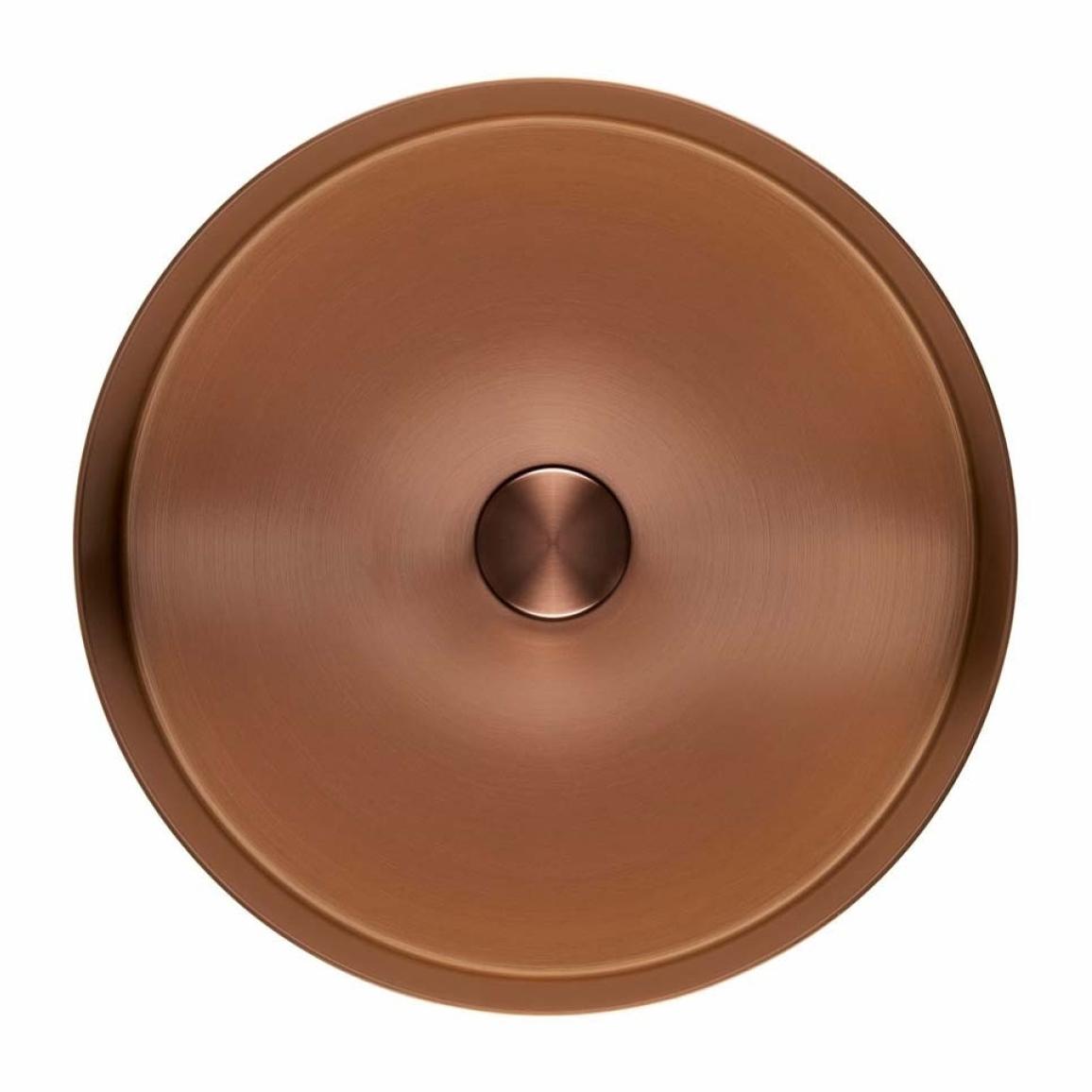 Aurum vasque à poser en Acier inoxydable, 38 x 38 x 11 cm sans trop-plein + Bonde, cuivre brossé (SATAUR3838BRG)