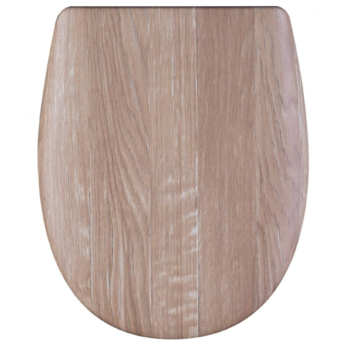 Abattant easy clip descente assistée style bois naturel - Naturel