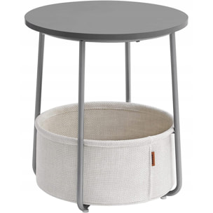 Tavolino rotondo moderno grigio con cesto portaoggetti