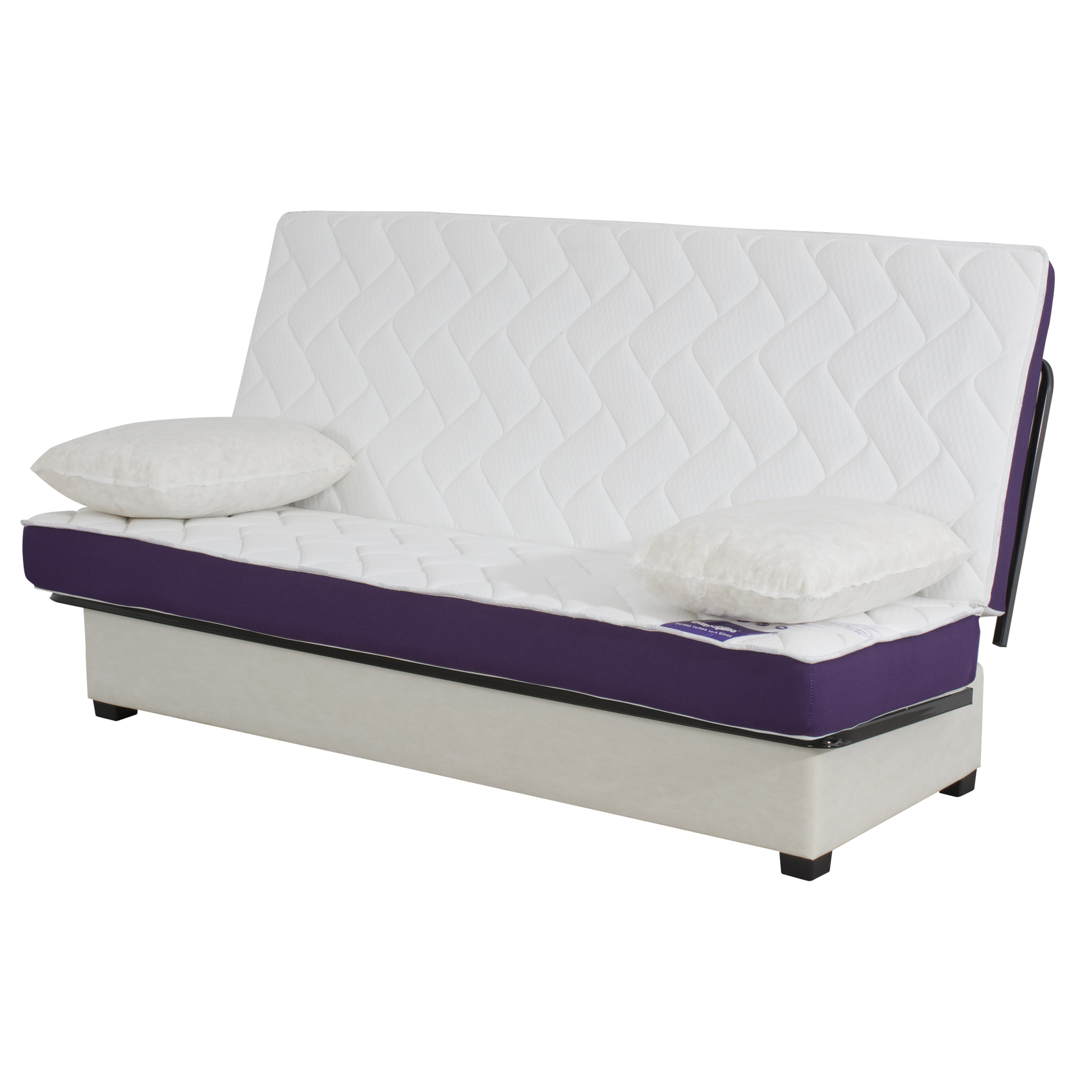 Banquette CC LOS ANGELES 130 x 190, matelas Dunlopillo, coton gris