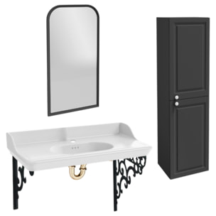 Pack plan vasque suspendu Cléo 1889 + colonne droite + miroir + siphon or