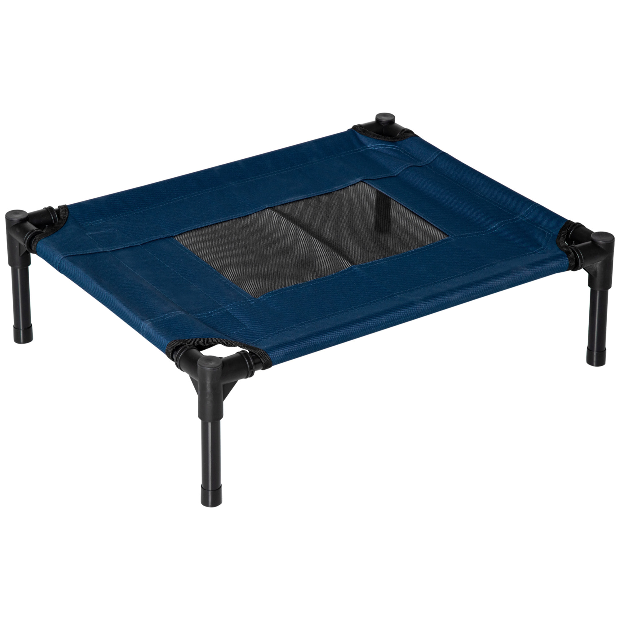 Cama Elevada para Perros Gatos Portátil Cama para Mascotas con Zona de Malla Transpirable y Tela Oxford Marco de Acero para Interior Exterior 61x46x18 cm Azul