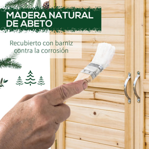 Armario de Jardín de Madera Armario Exterior Armario Almacenaje con 2 Puertas Estante y Patas Elevadas para Terraza Patio 83x40x92 cm Natural