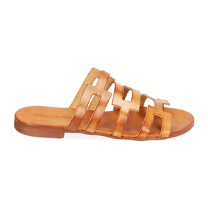 Zapatillas Cognac en piel de vacuno