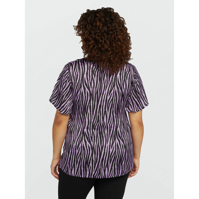 Fiorella Rubino - Blusa animalier con nudo - Violeta