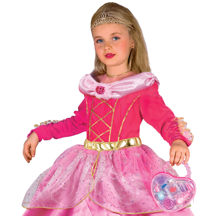 Principessa Delle Favole Costume Carnevale Valigetta Cuore Make-Up Bambina