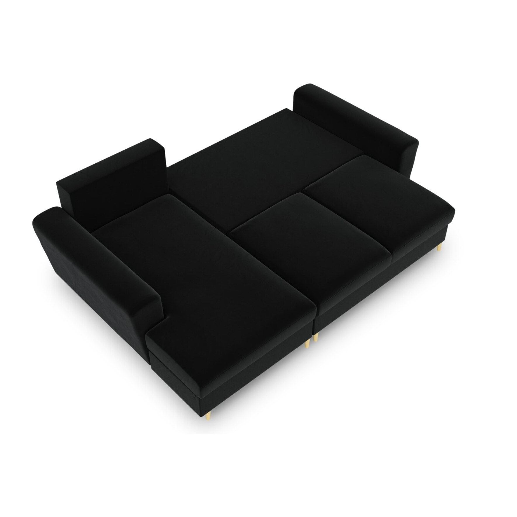 Canapé d'angle gauche convertible avec coffre de rangement "Kyoto" 4 places en velours noir